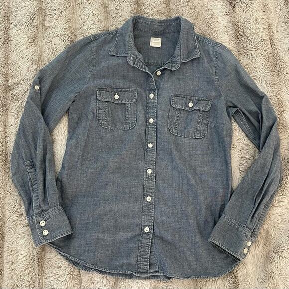 J. Crew Chambray The Perfect Shirt Button Up - Picture 2 of 6
